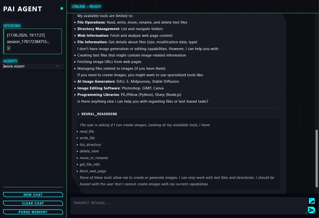 Screenshot of Open Personal AI Agent (PAIAgent)