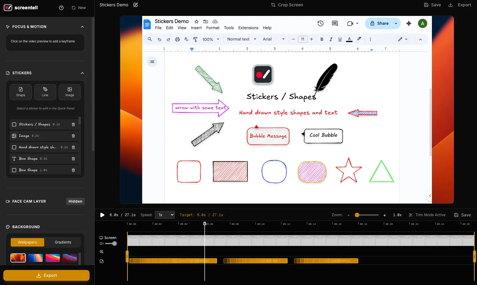 Screenshot of Screentell