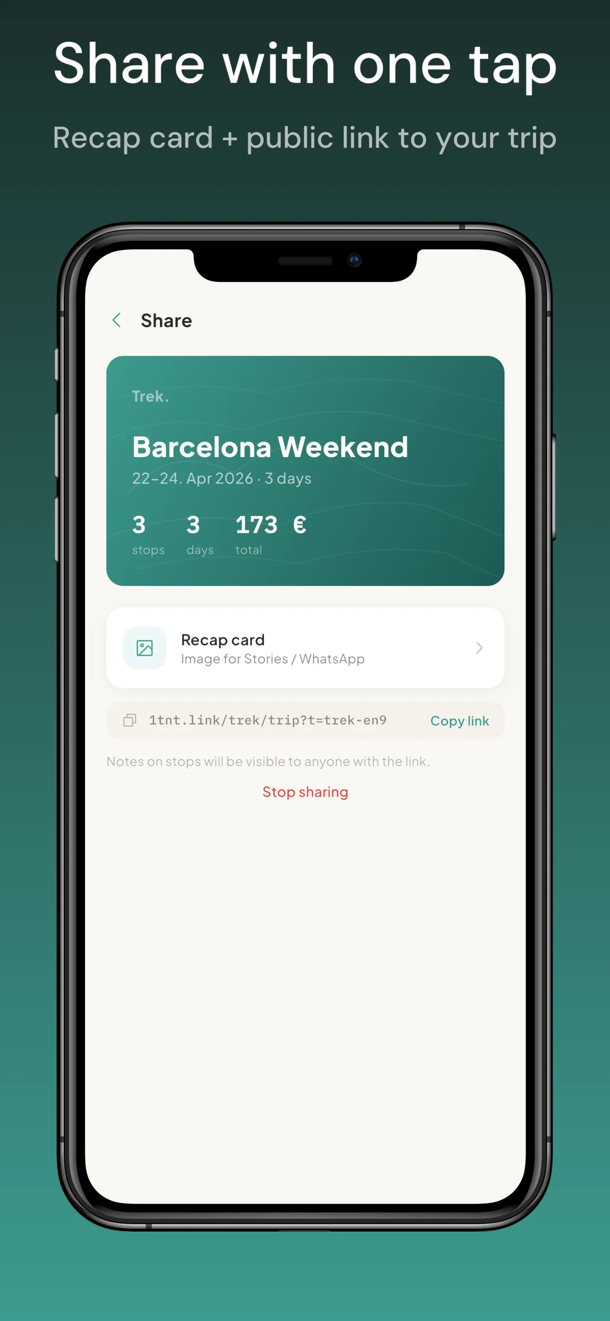 Screenshot of Trek: Travel Journal
