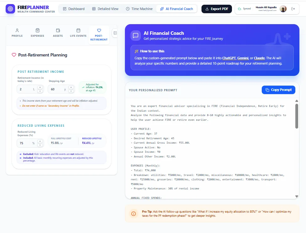 Screenshot of FIREPlanner