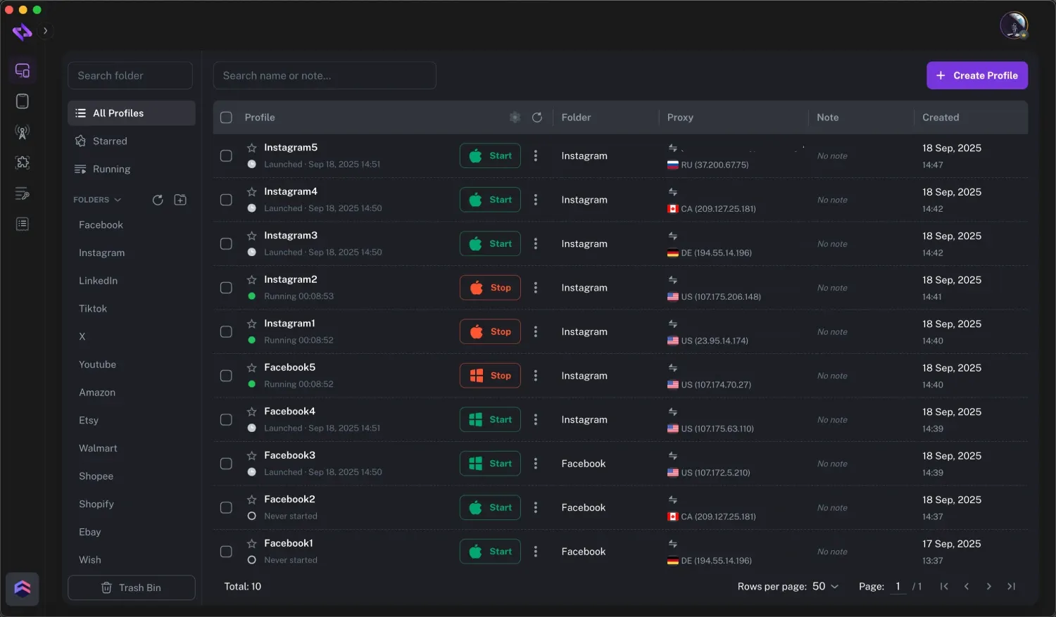Screenshot of FlashID Anti-Detect Browser