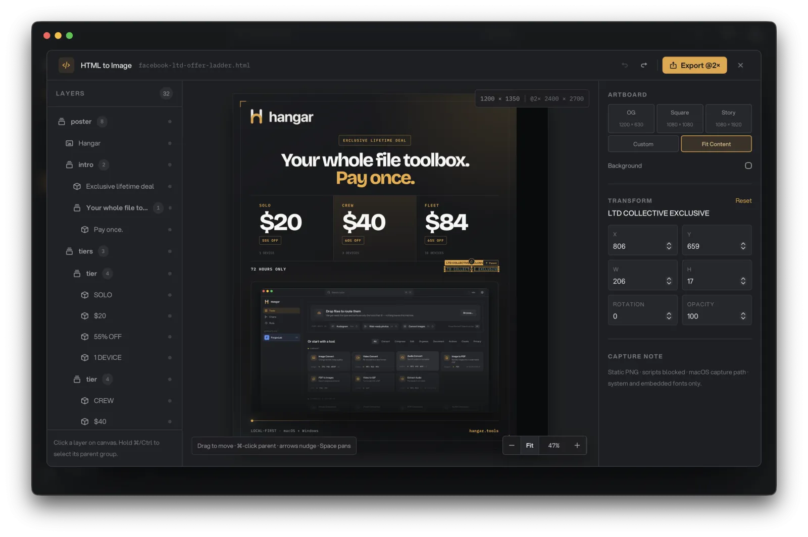 Screenshot of Hangar