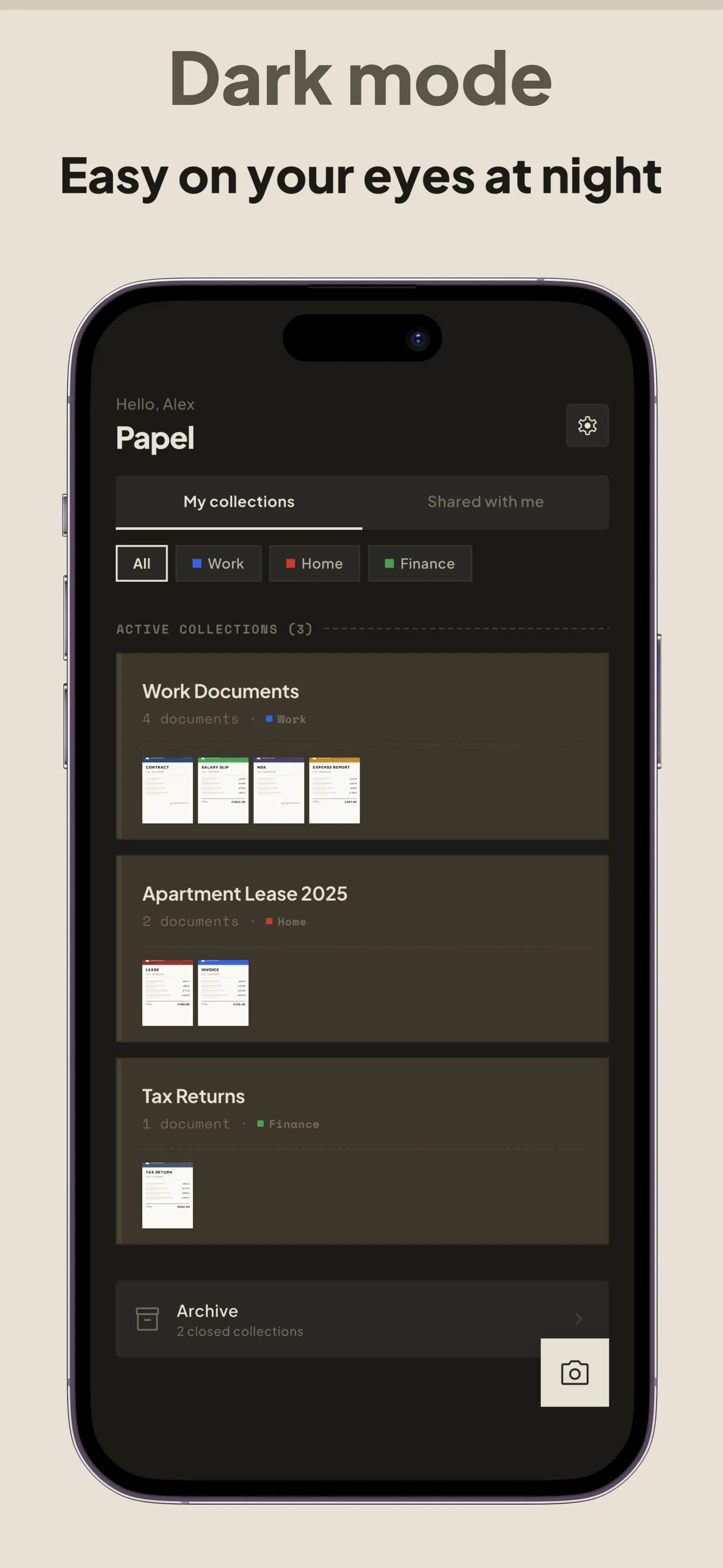 Screenshot of Papel: Scan & Organize