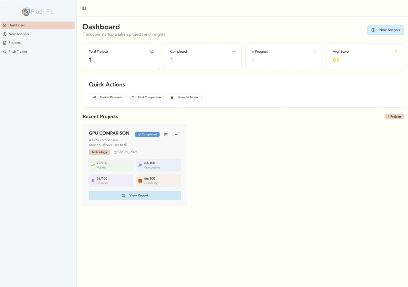 Screenshot of PitchFit