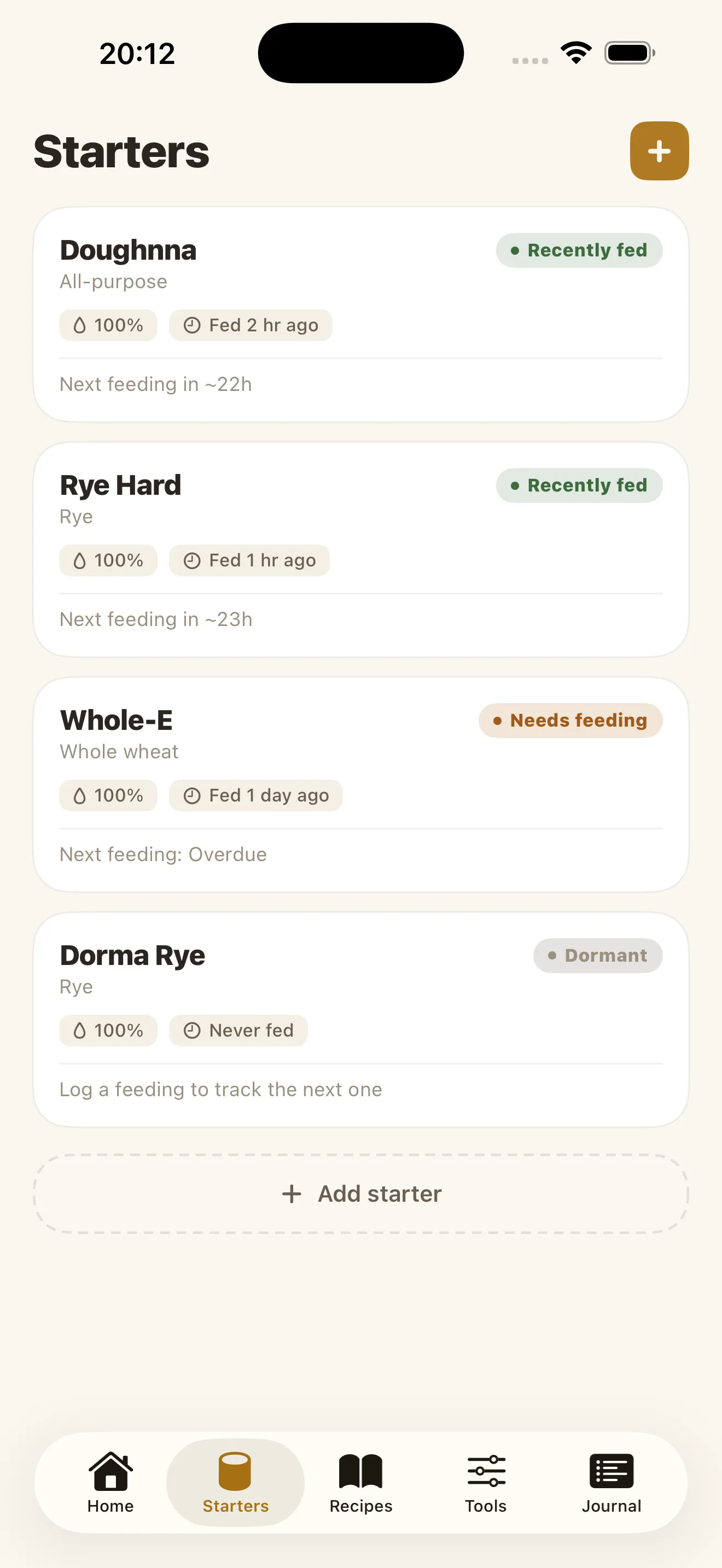 Screenshot of Yeasta - Sourdough Tracker