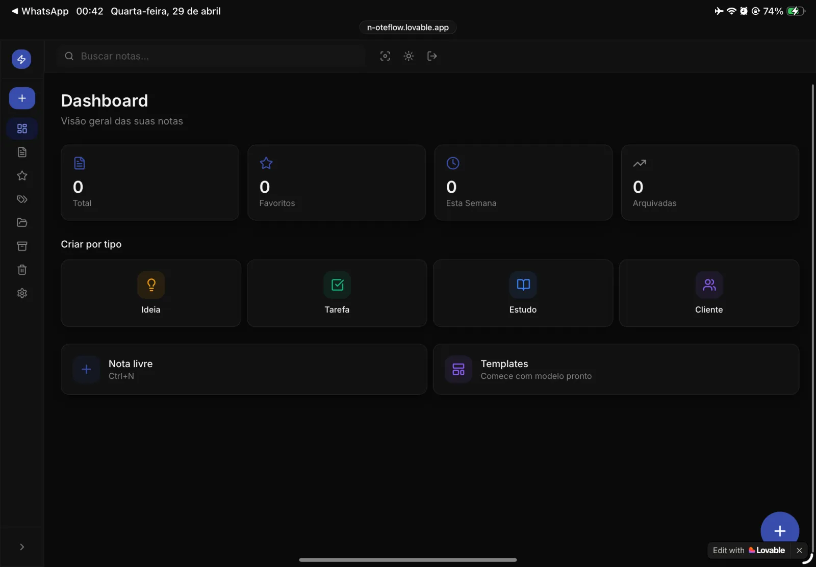 Screenshot of NoteFlow