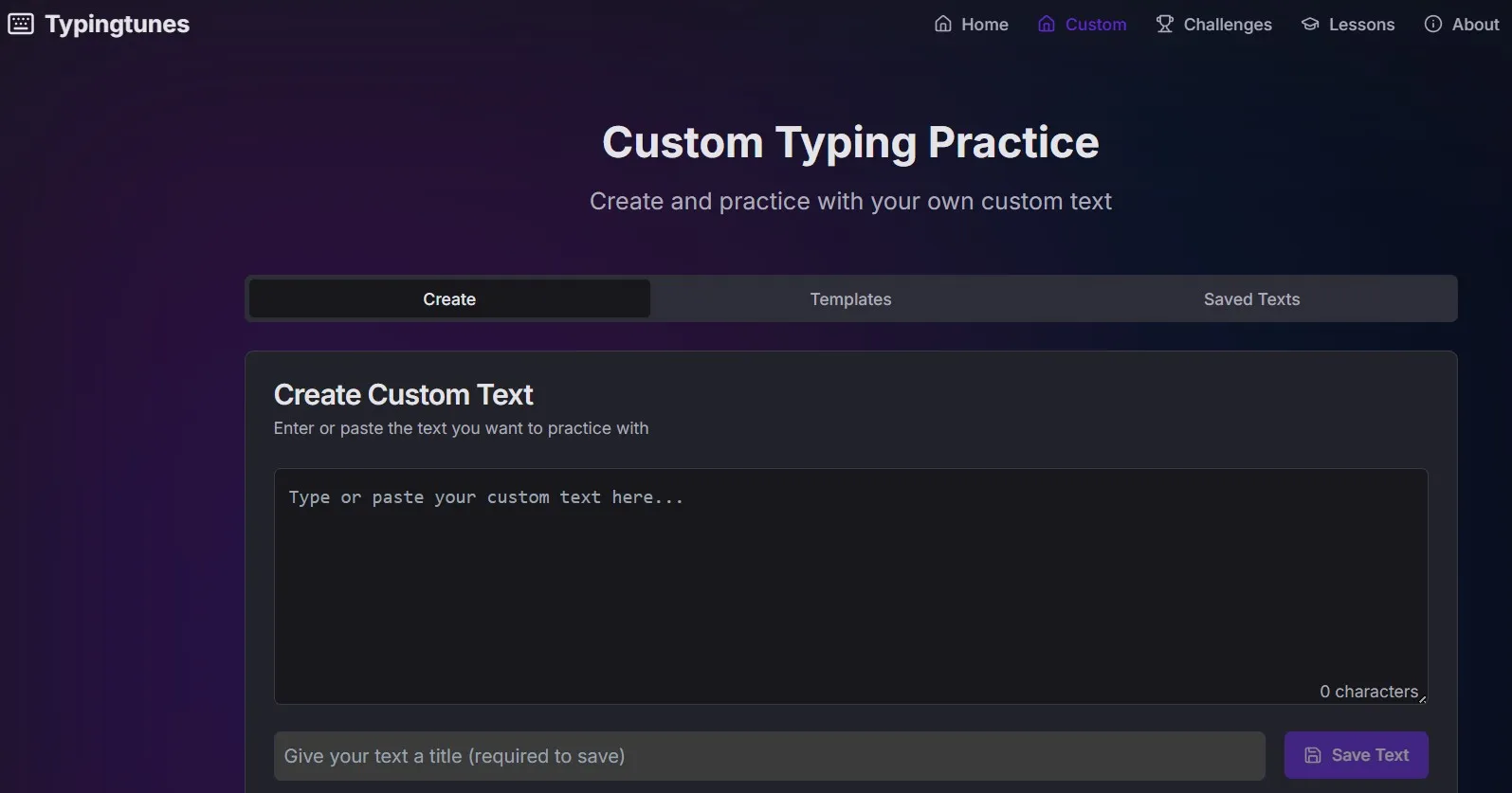 Screenshot of Typingtunes