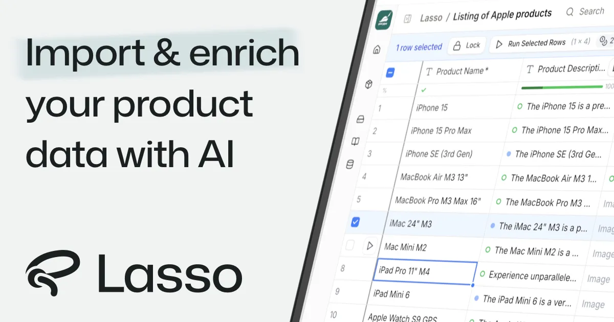 Screenshot of Lasso: AI Agents for Ecommerce Data