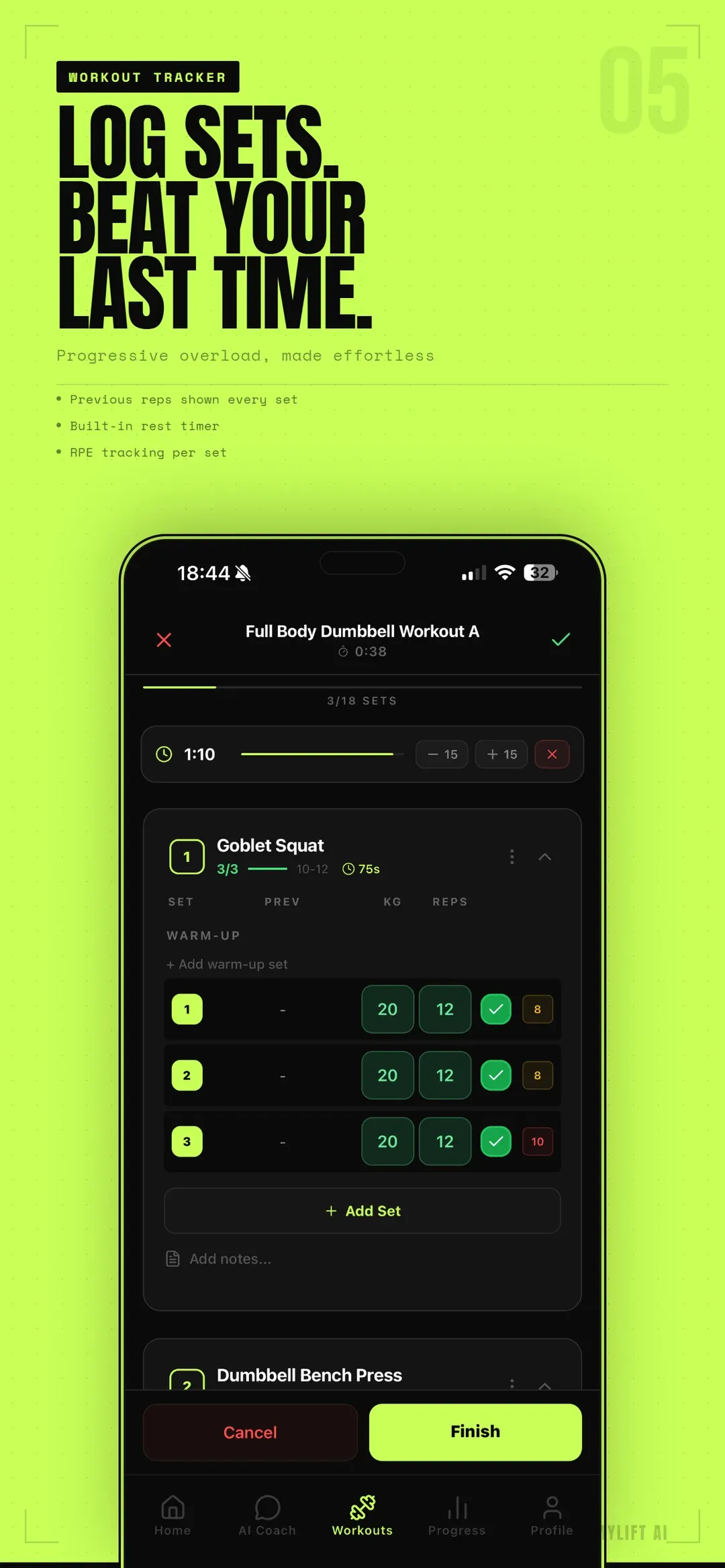 Screenshot of MyLift AI — Your AI-Powered Personal Trainer