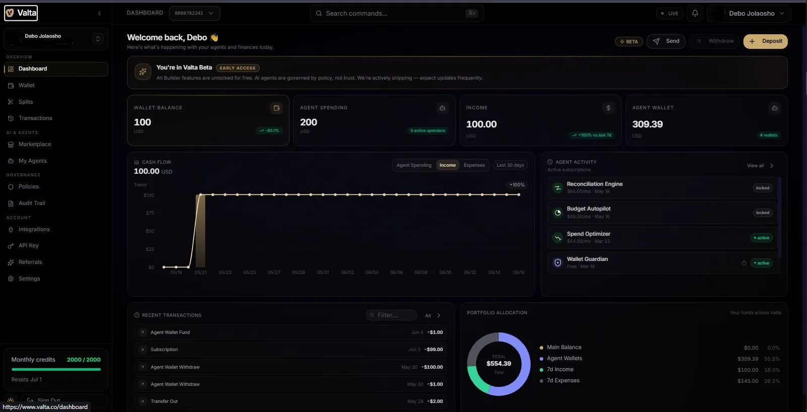Screenshot of Valta