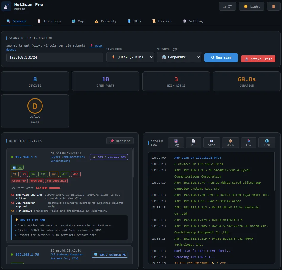 Screenshot of NetScan Pro