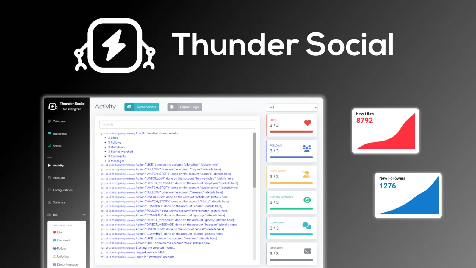 Screenshot of Thunder Social for Instagram