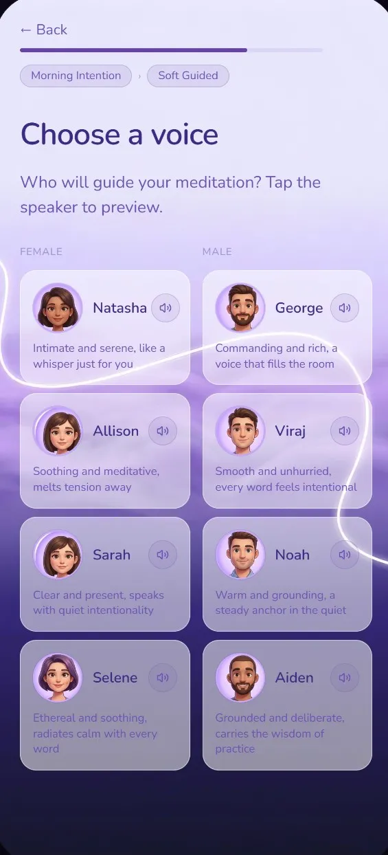 Screenshot of MediTailor - AI Meditation App