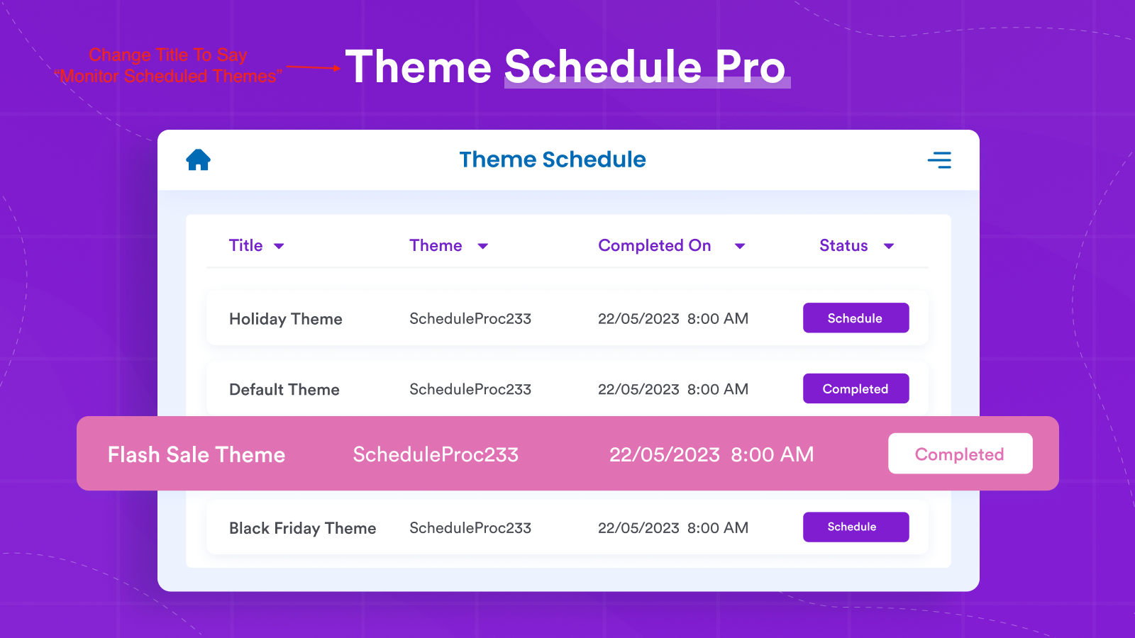 Screenshot of Theme Scheduler Pro