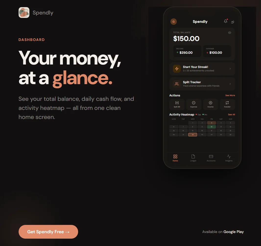 Screenshot of Spendly Expense Tracker