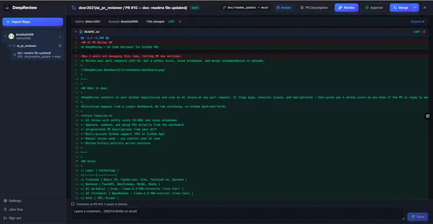 Screenshot of DeepReview