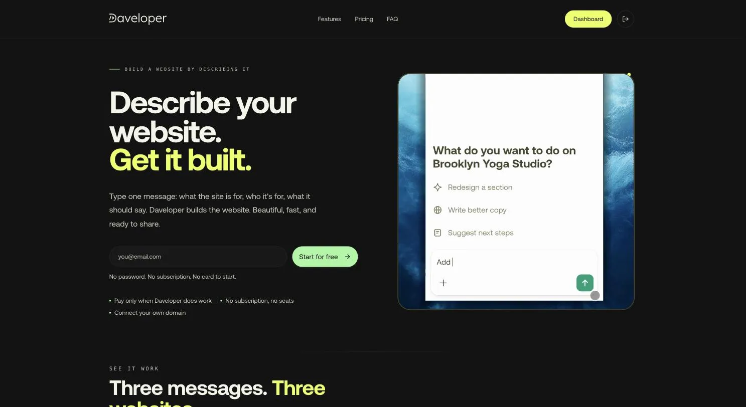 Screenshot of Daveloper.ai