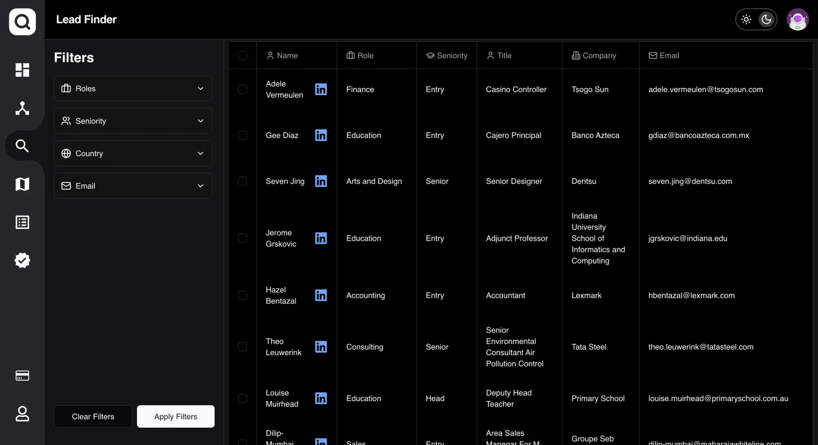 Screenshot of LeadFinder.io