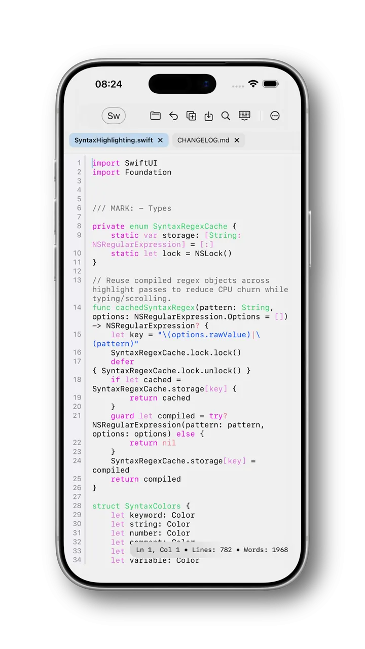 Screenshot of Neon Vision Editor