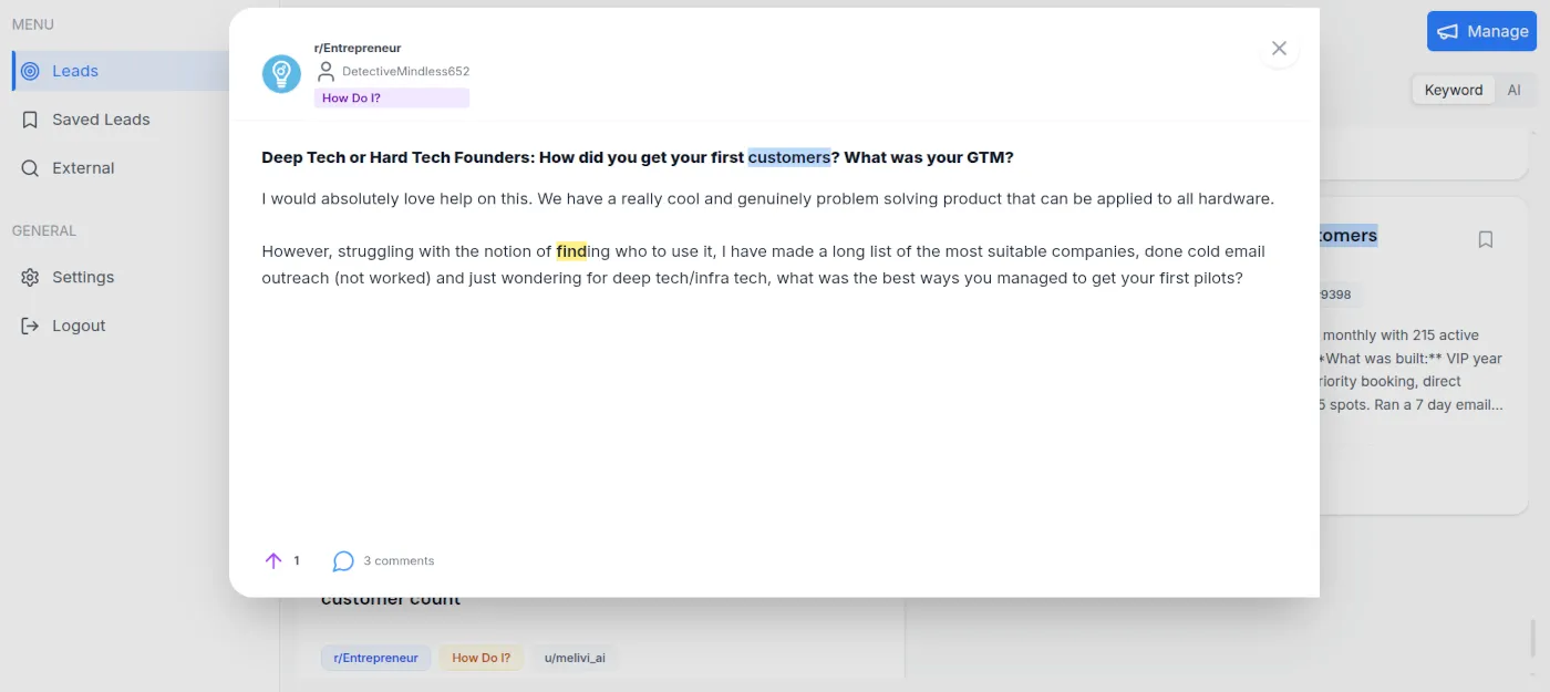 Screenshot of VentureRadar