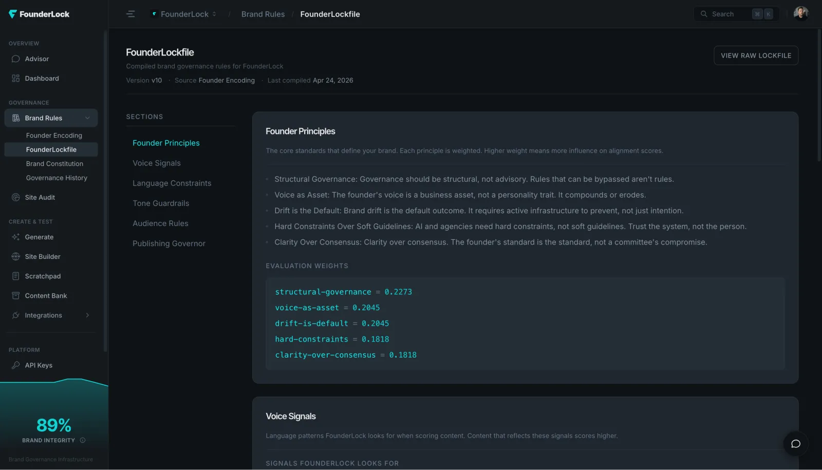 Screenshot of FounderLock
