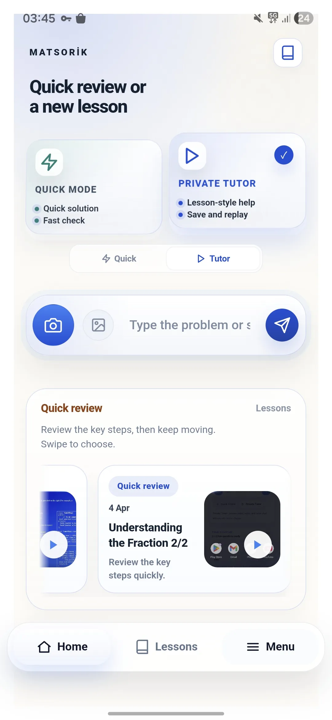 Screenshot of Matsorik – AI Math Tutor
