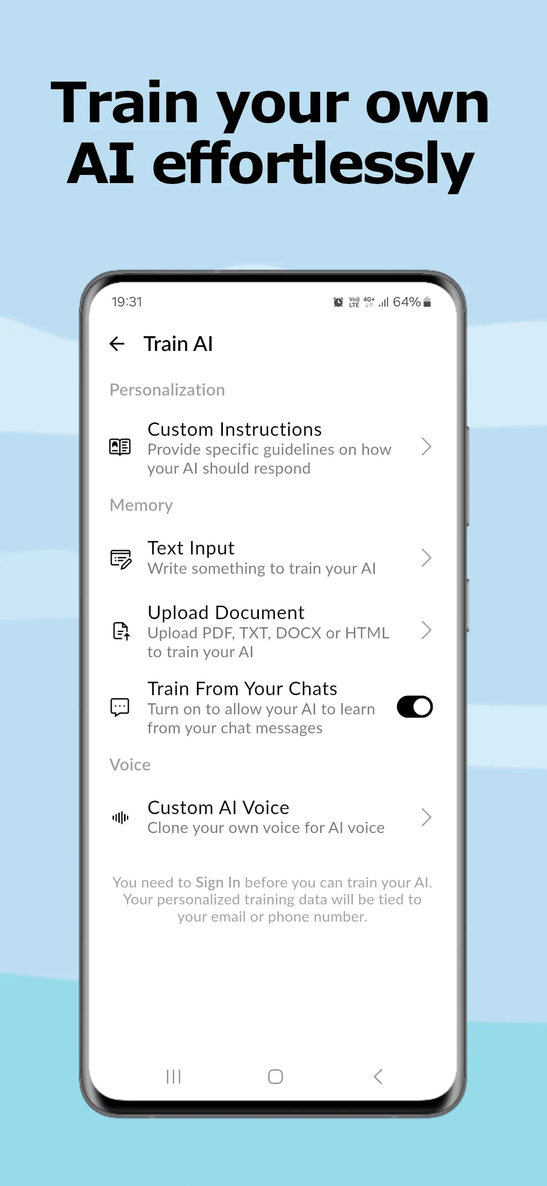 Screenshot of RagmyAI: Personal AI Chatbot