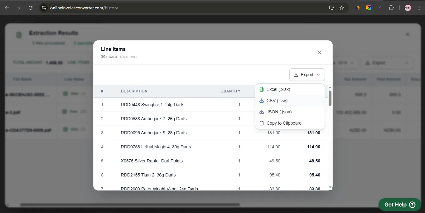 Screenshot of Online InvoiceConverter