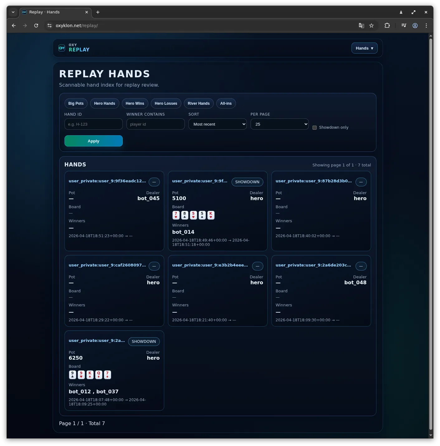 Screenshot of OXY Poker