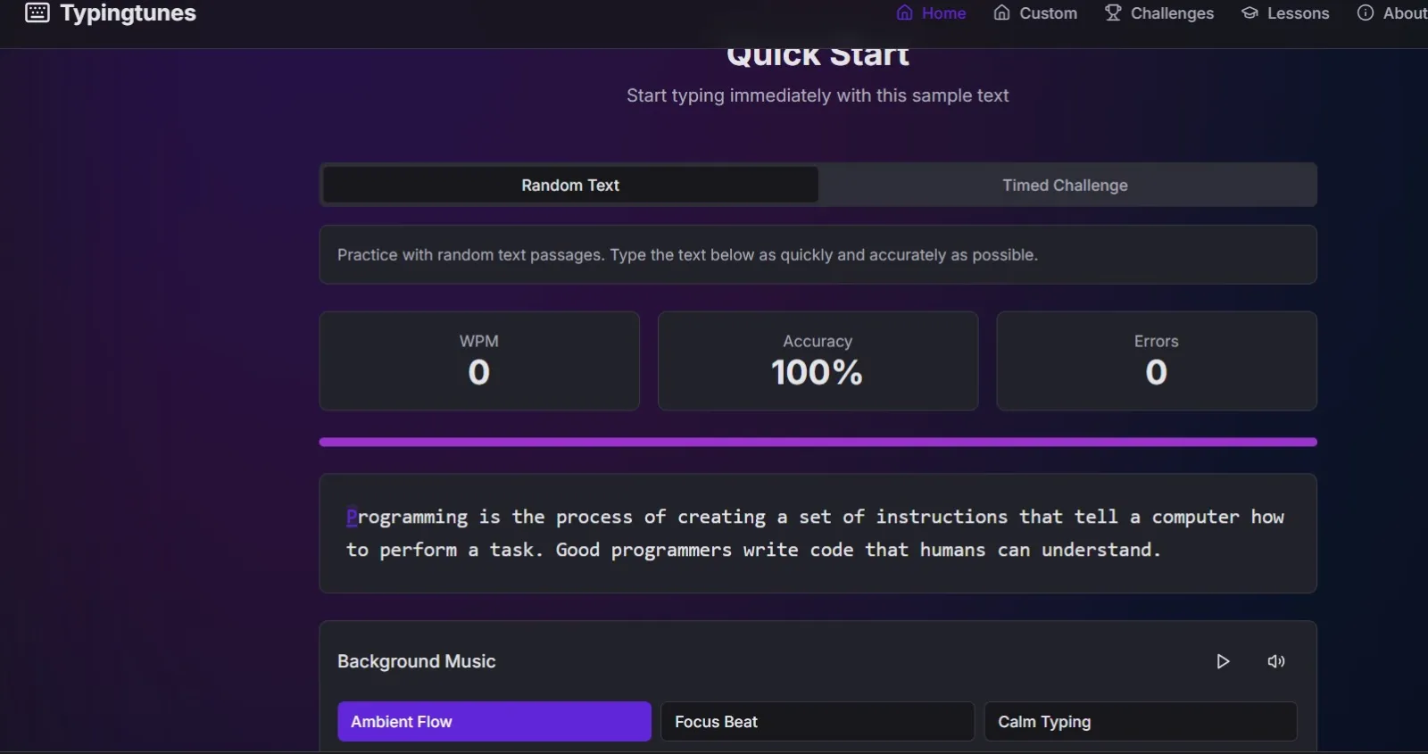 Screenshot of Typingtunes