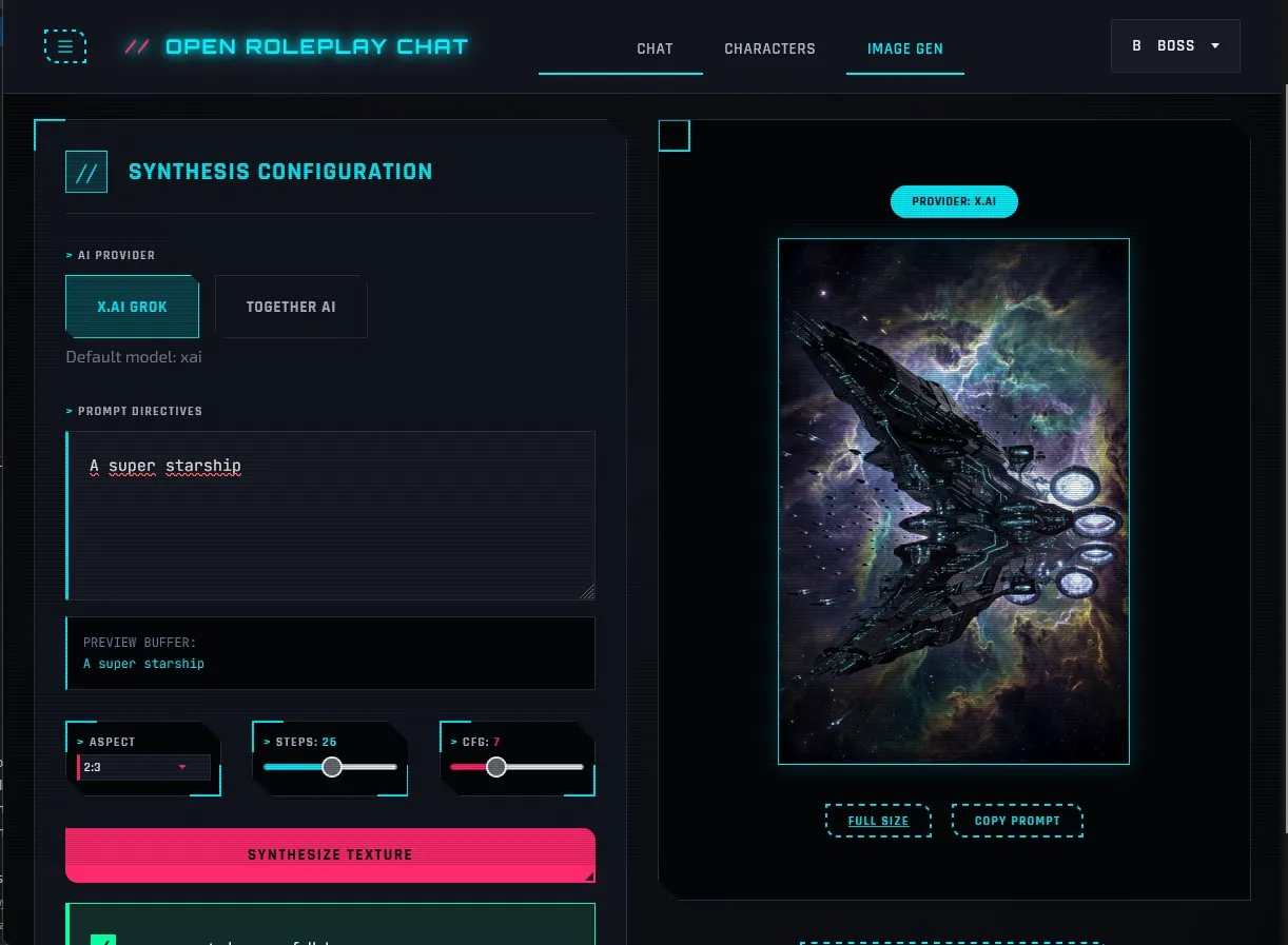 Screenshot of Open Roleplay Chat