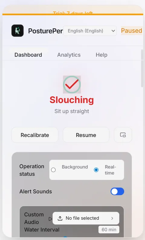 Screenshot of PosturePerfect | Your AI Posture Coach