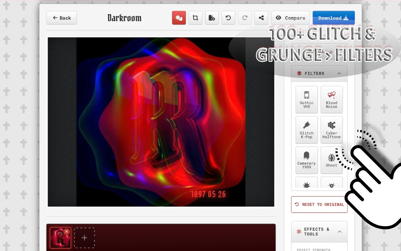 Screenshot of RawVamp: Dark Aesthetic Photo Editor & Y2K Grunge Filter