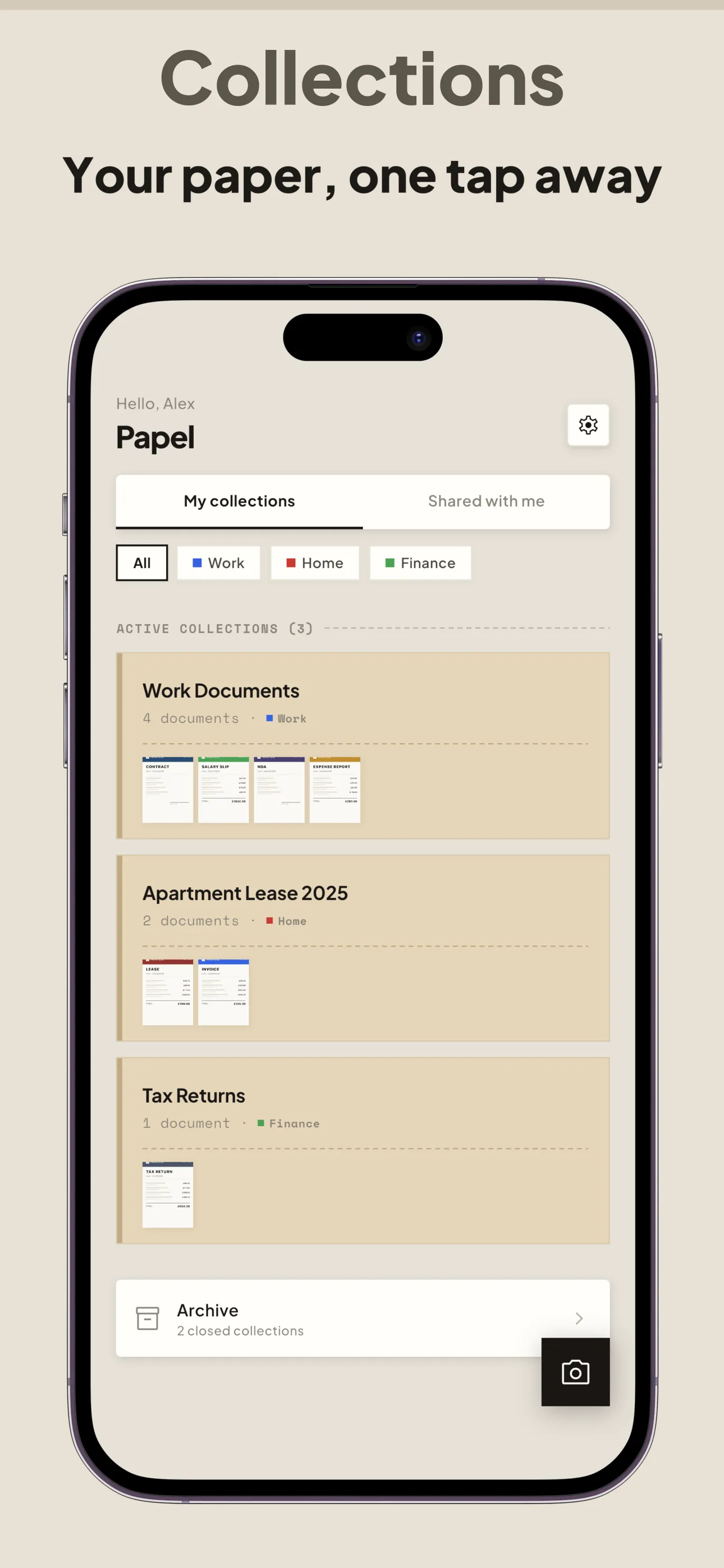 Screenshot of Papel: Scan & Organize