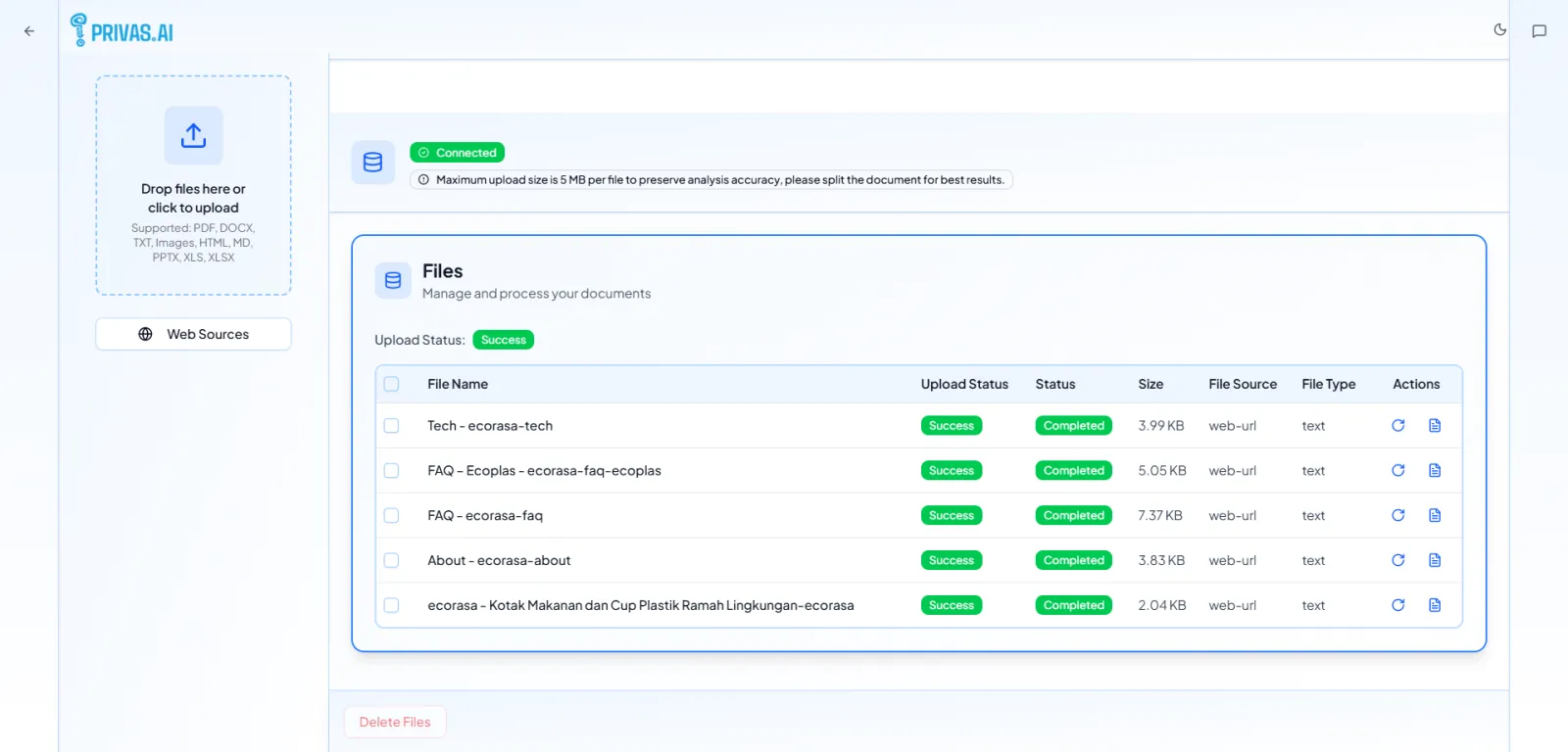 Screenshot of Privas AI