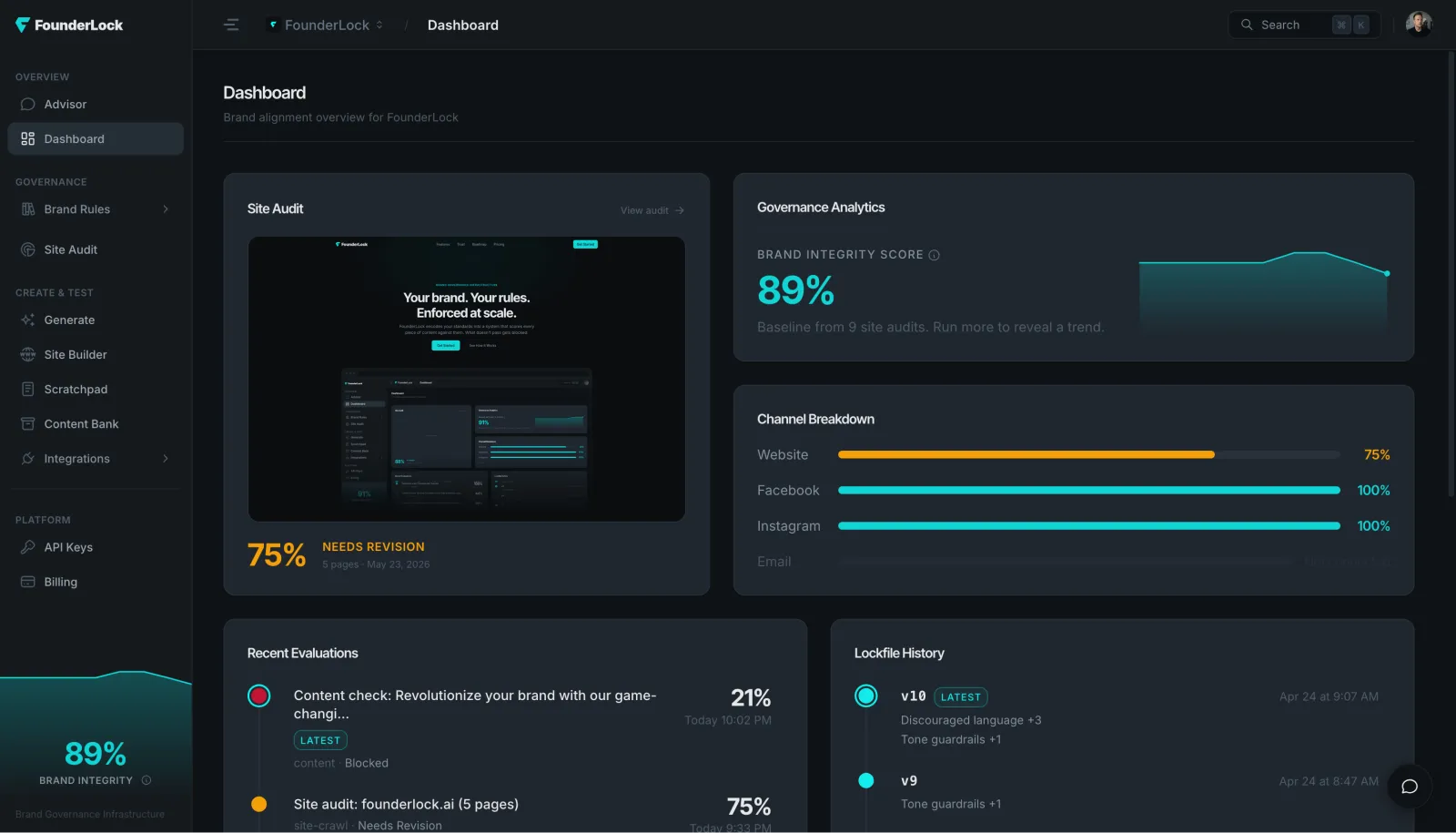 Screenshot of FounderLock