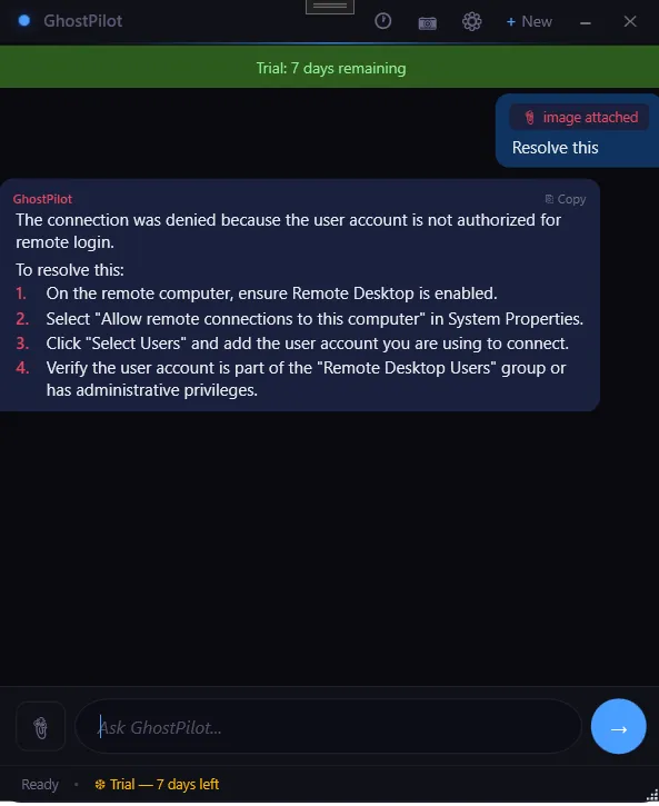 Screenshot of GhostPilot