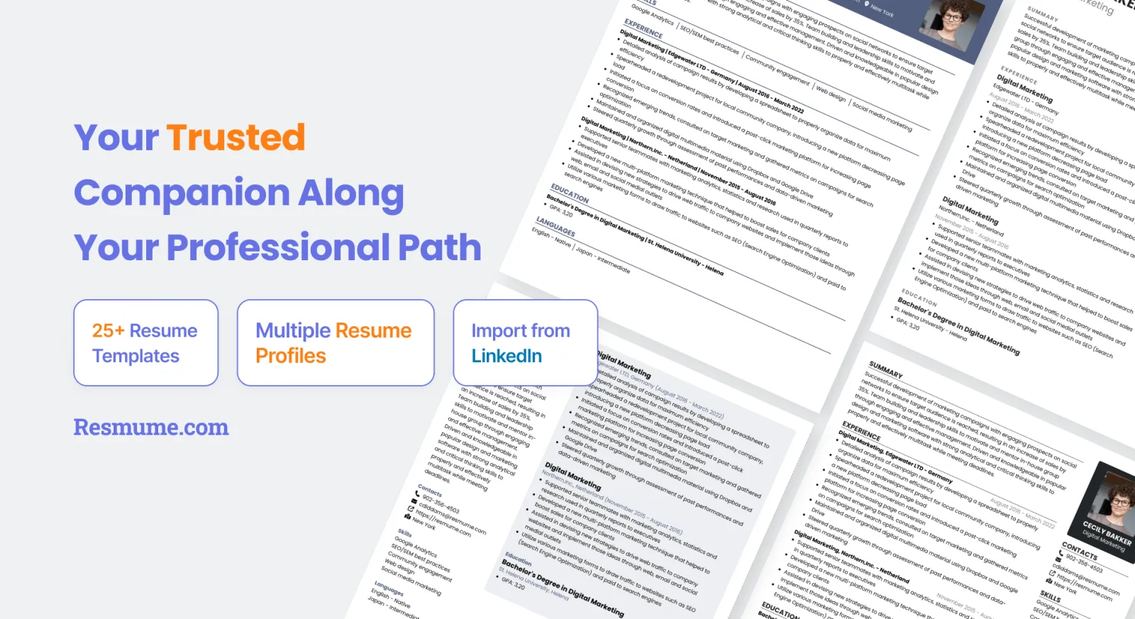 Screenshot of Resmume - Resume Builder