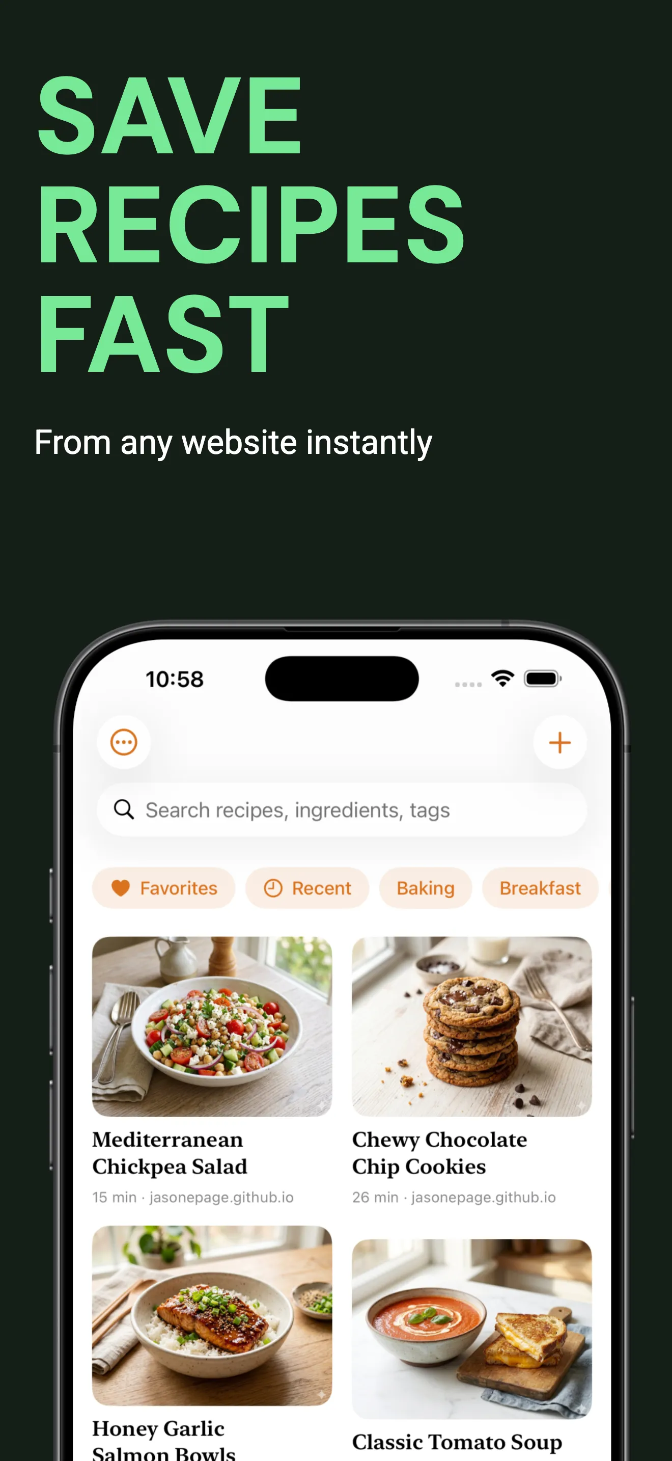 Screenshot of Mise: Save Any Recipe