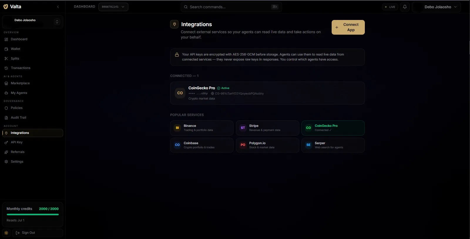Screenshot of Valta