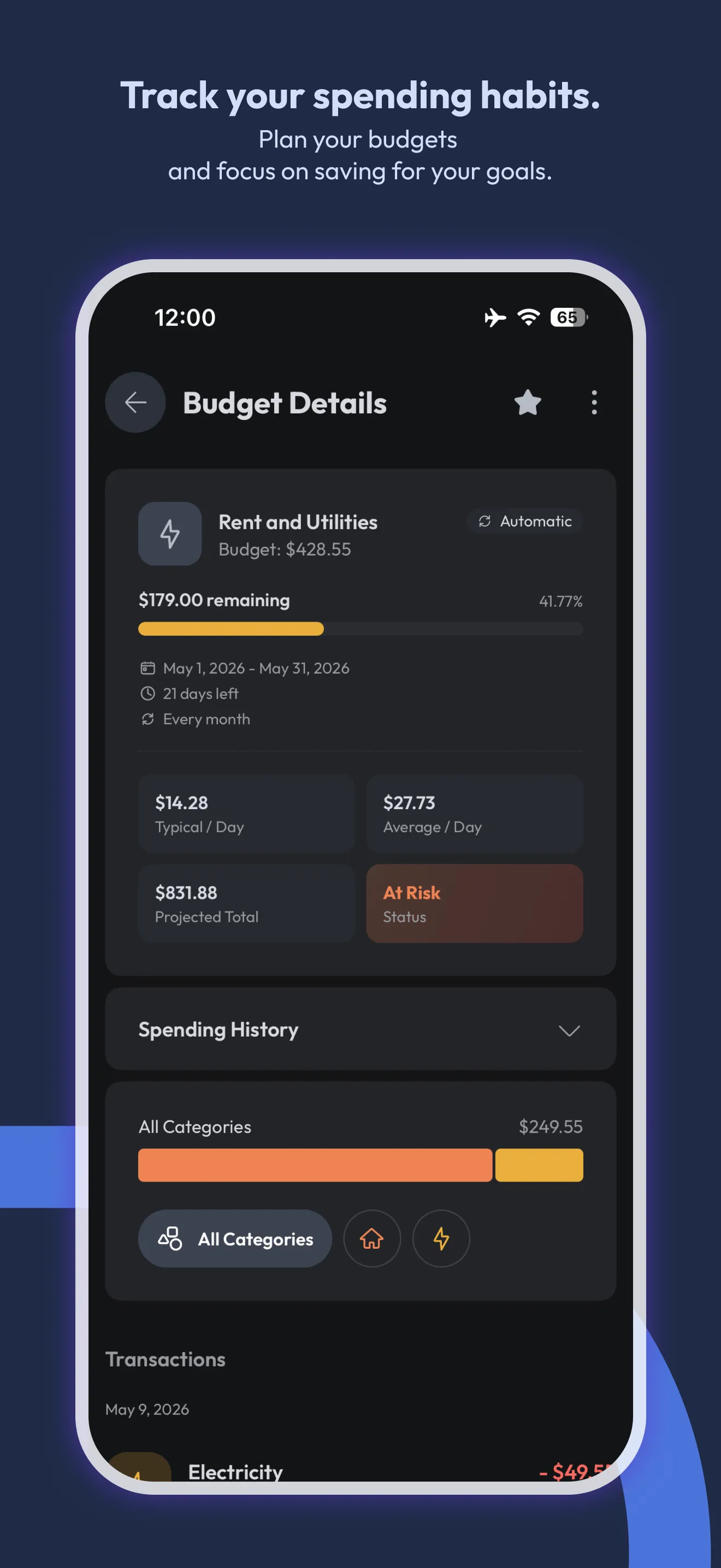 Screenshot of eXpend: Make Budgeting a Habit