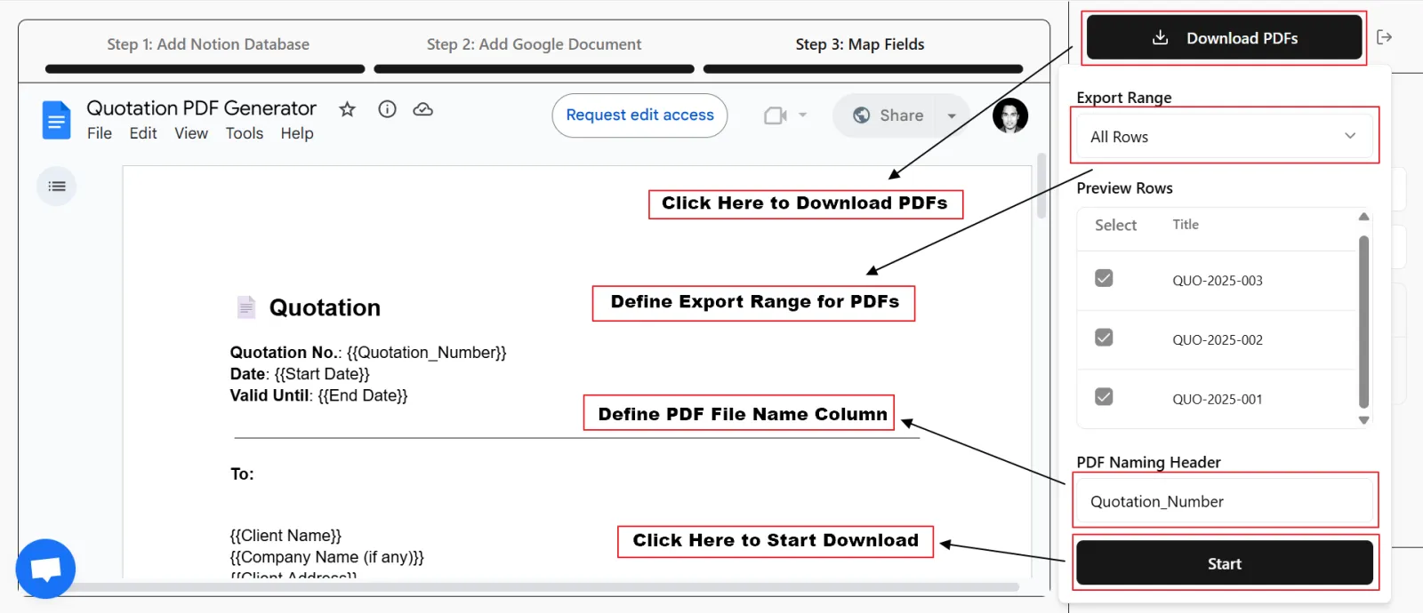 Screenshot of PDFOutput