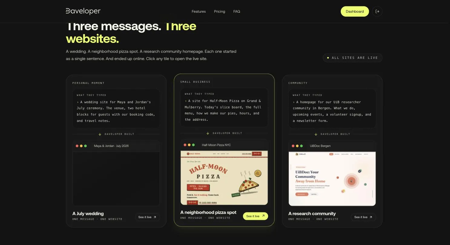 Screenshot of Daveloper.ai