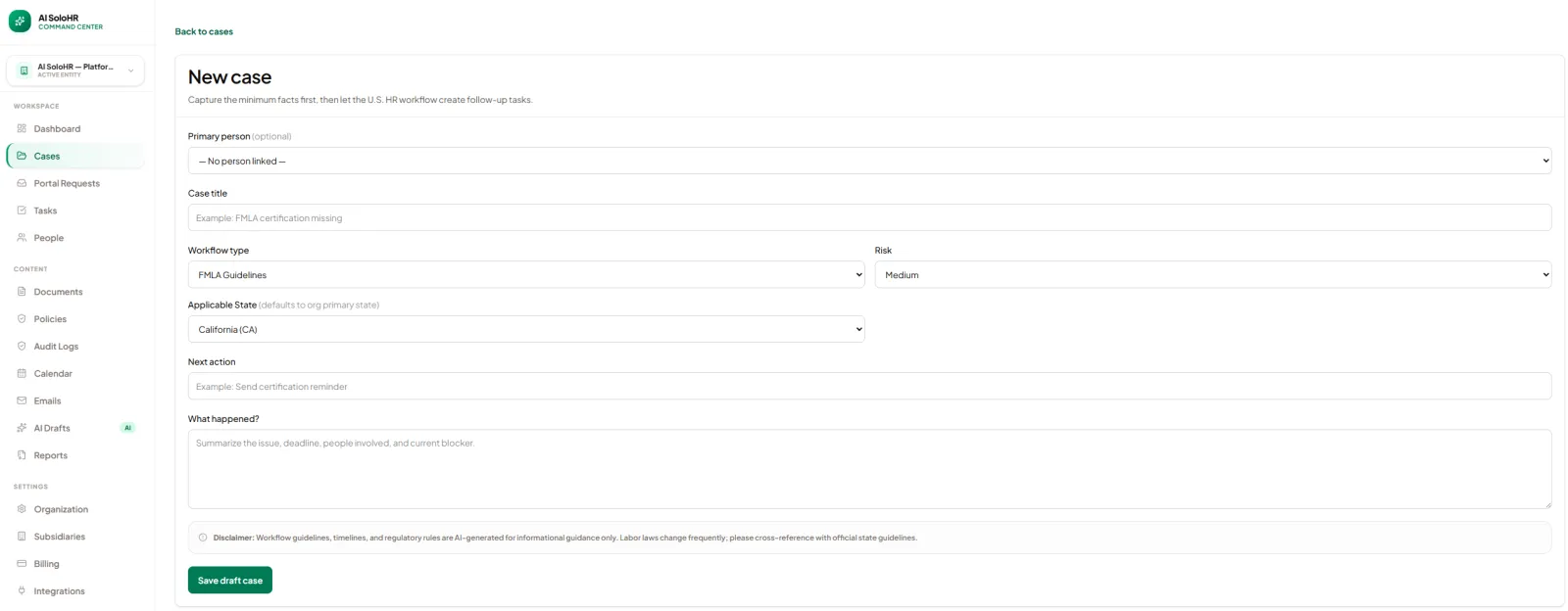 Screenshot of AI SoloHR