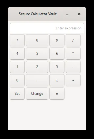 Screenshot of secure calculator vault