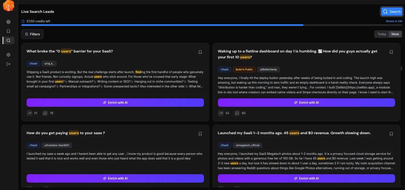 Screenshot of VentureRadar