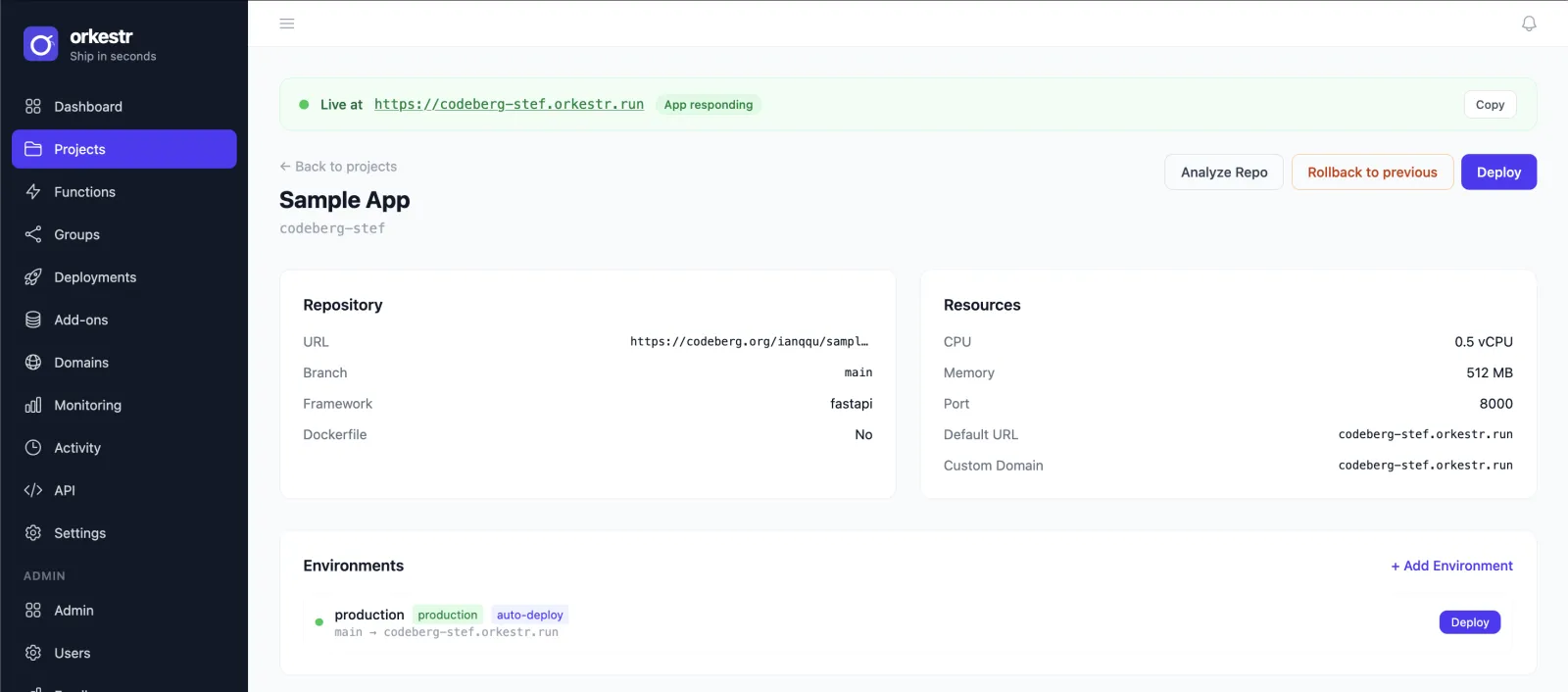 Screenshot of orkestr