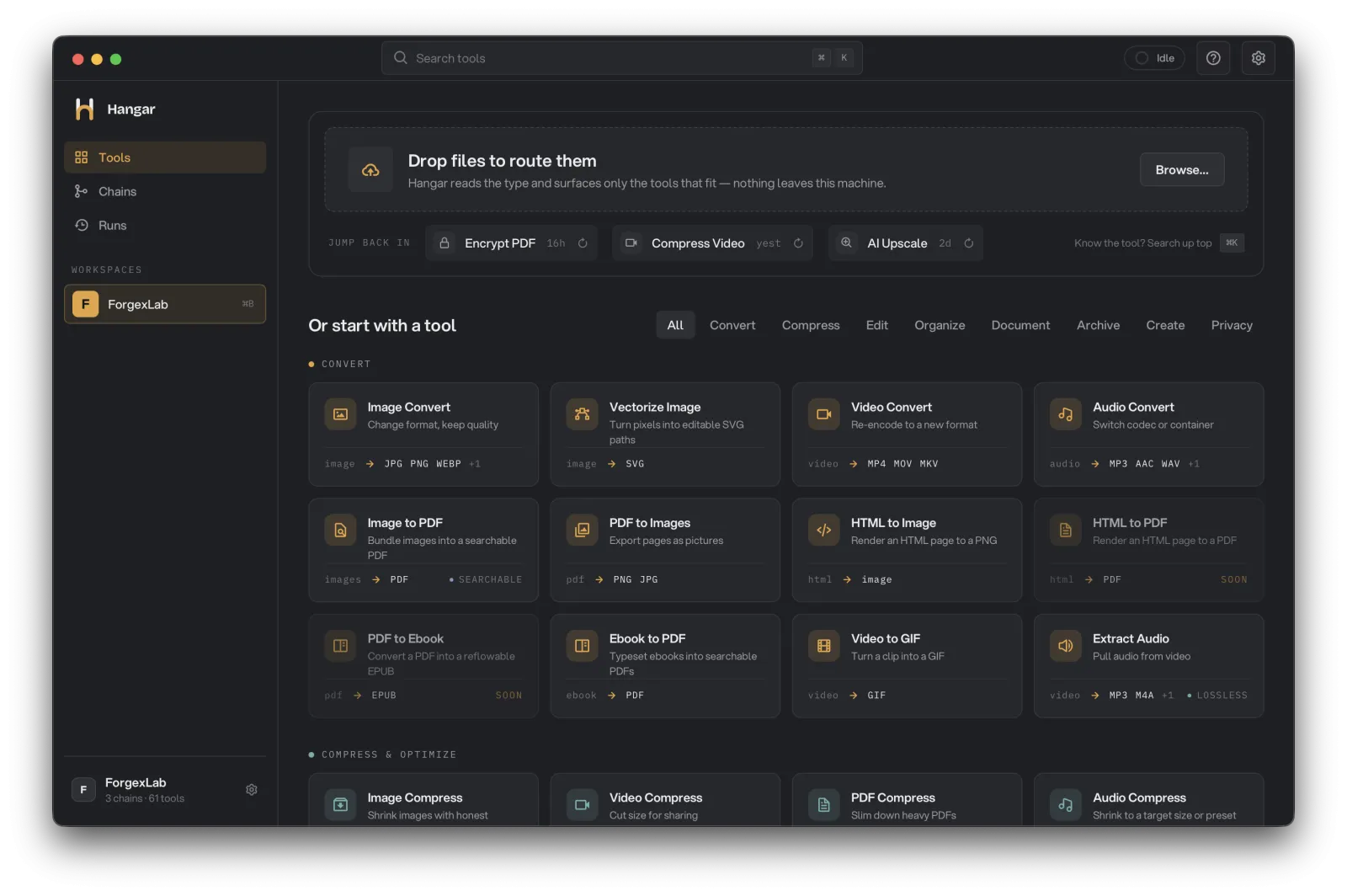 Screenshot of Hangar