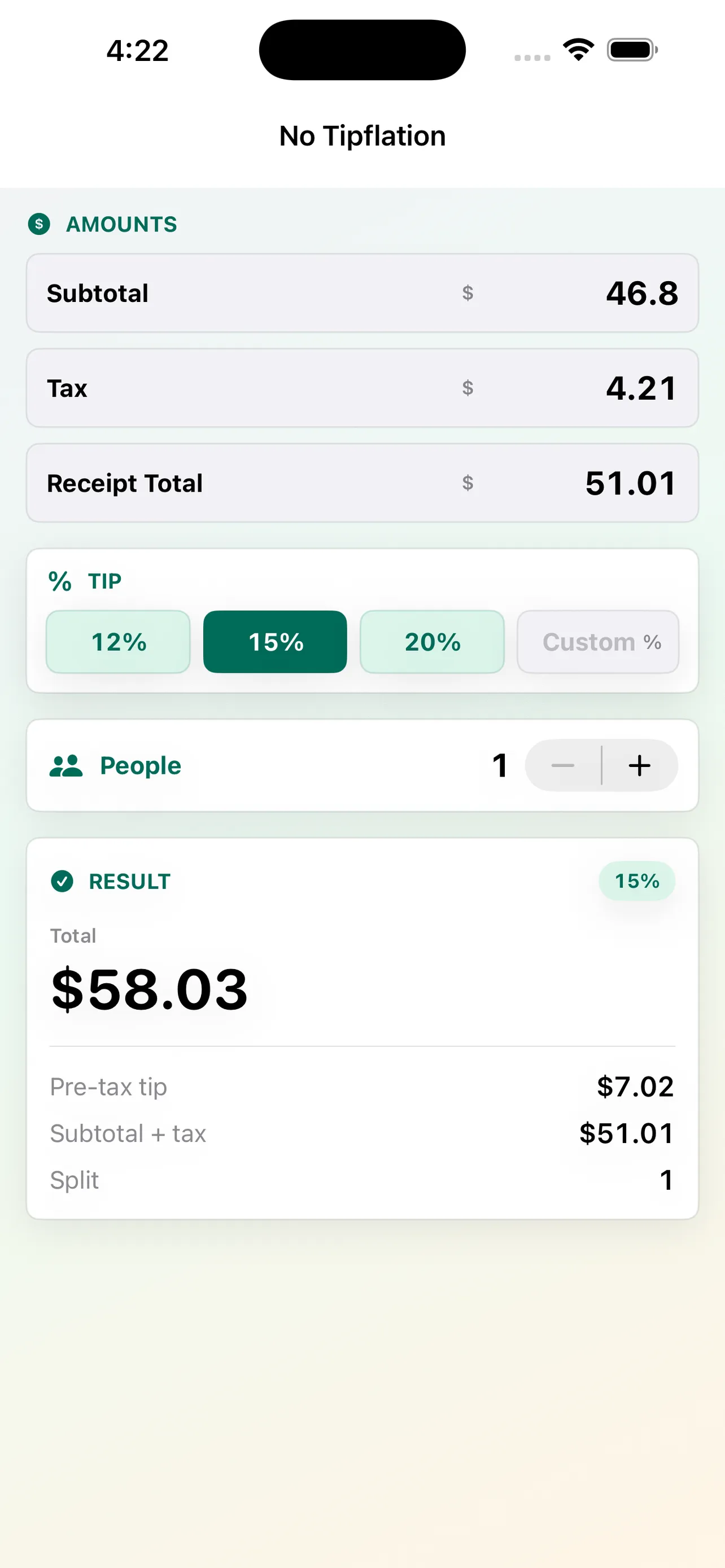Screenshot of No tipflation