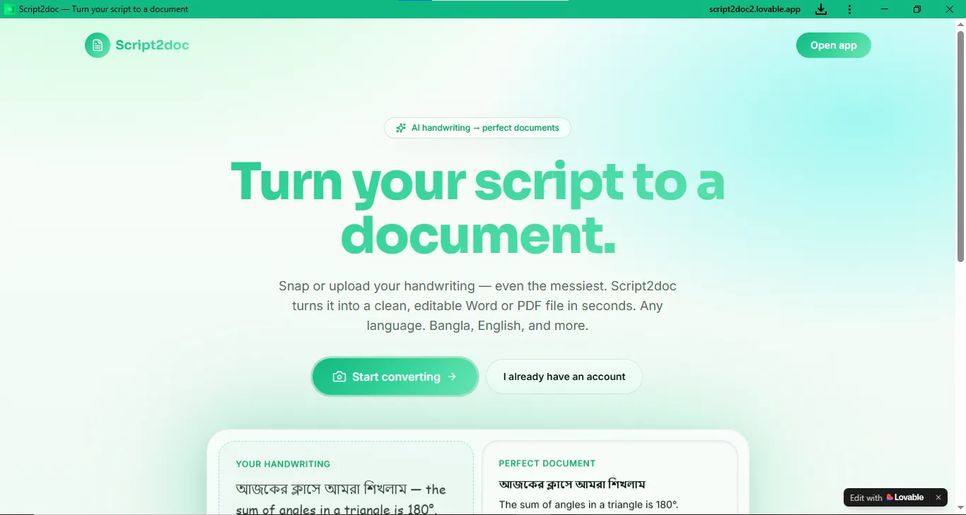 Screenshot of Script To Document